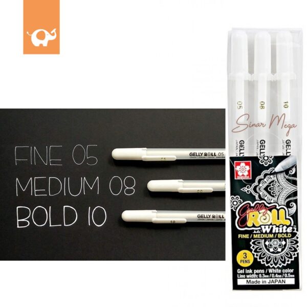 Gelly Roll White 3-Pen Set (Fine/Medium)