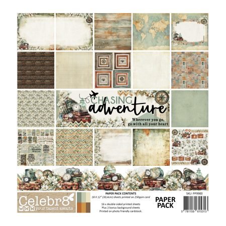 Celebr8 Chasing Adventure Paper Pack (18 Sheets)