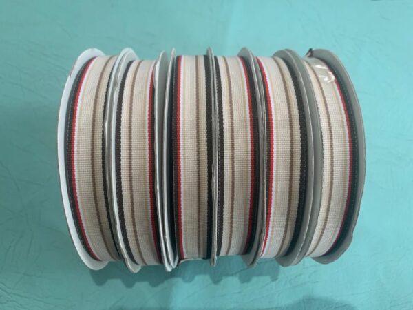 Ribbon Cotton Rib Cream Brown Mix 15mm