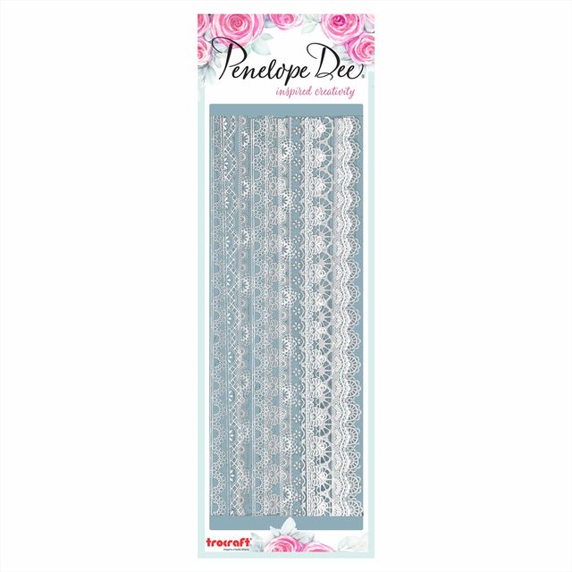 Petals and Sage Lace Strips (10 transparent strips)