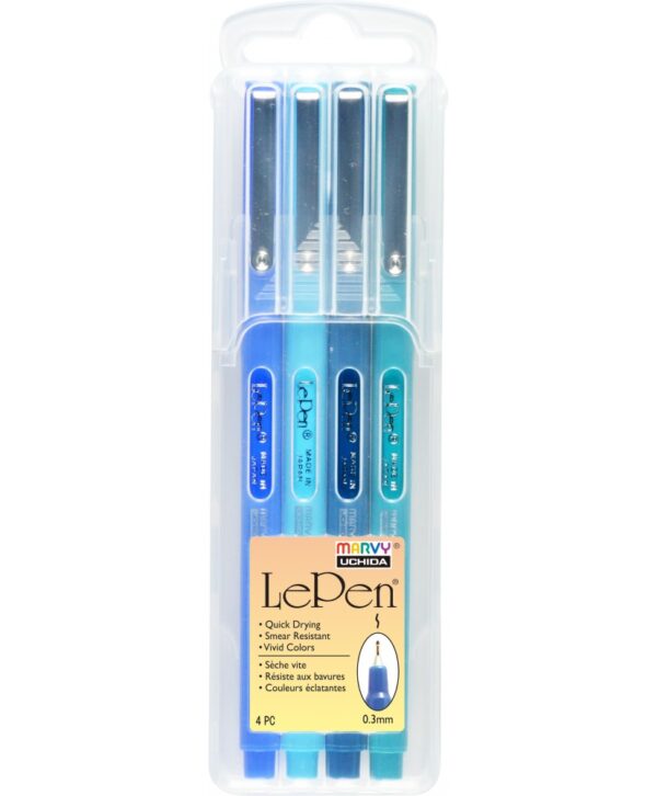 Le Pen Blue 4Pcs 3mm pen set in solid case