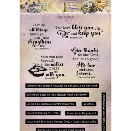 Clear Stamp Give thanks Growing & Blooming 135x192x3mm 13pcs