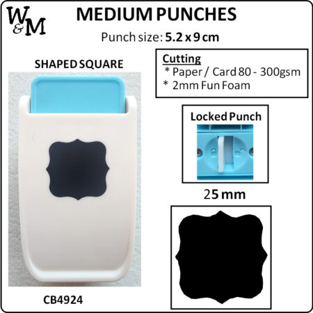 Punch MEDIUM SHAPED SQUARE 25mm ea