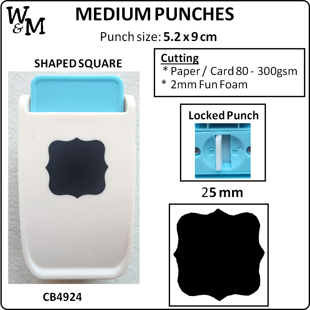 Punch MEDIUM SHAPED SQUARE 25mm ea