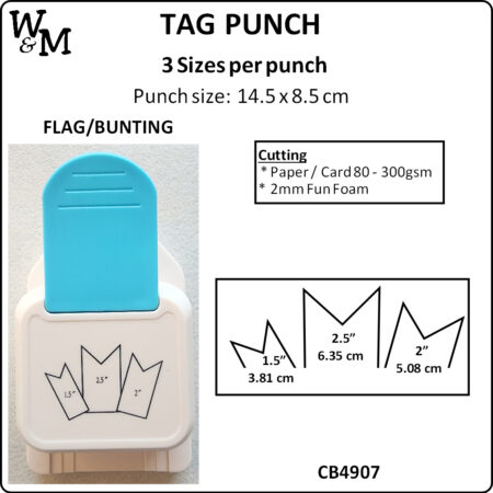 Tag Punch FLAG/BUNTING 3 Sizes ea