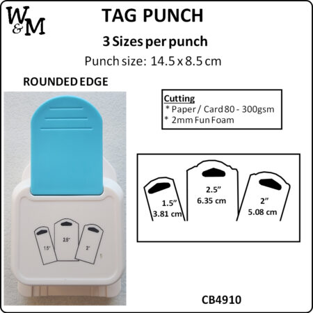 Tag Punch ROUNDED EDGE 3 Sizes ea