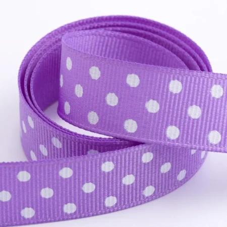 Ribbon Cotton - Lilac and white dots 20mm