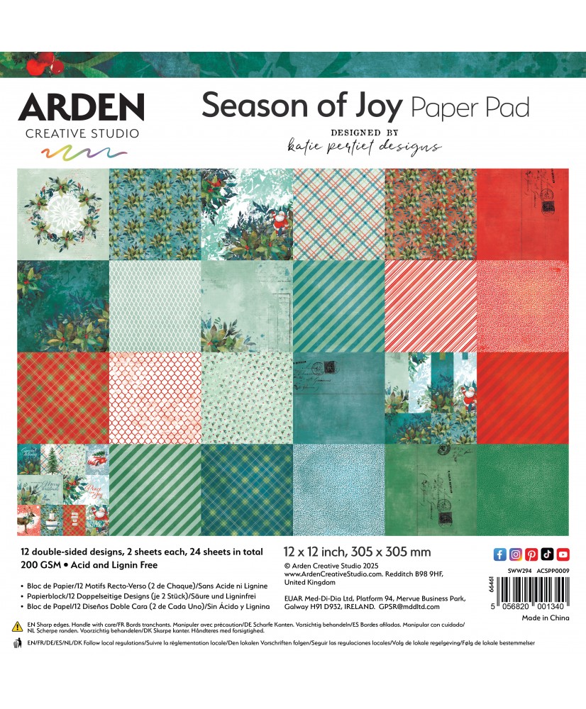 ACS Season of Joy 12inx12in 24Sh Paper Pad - Katie Pertiet