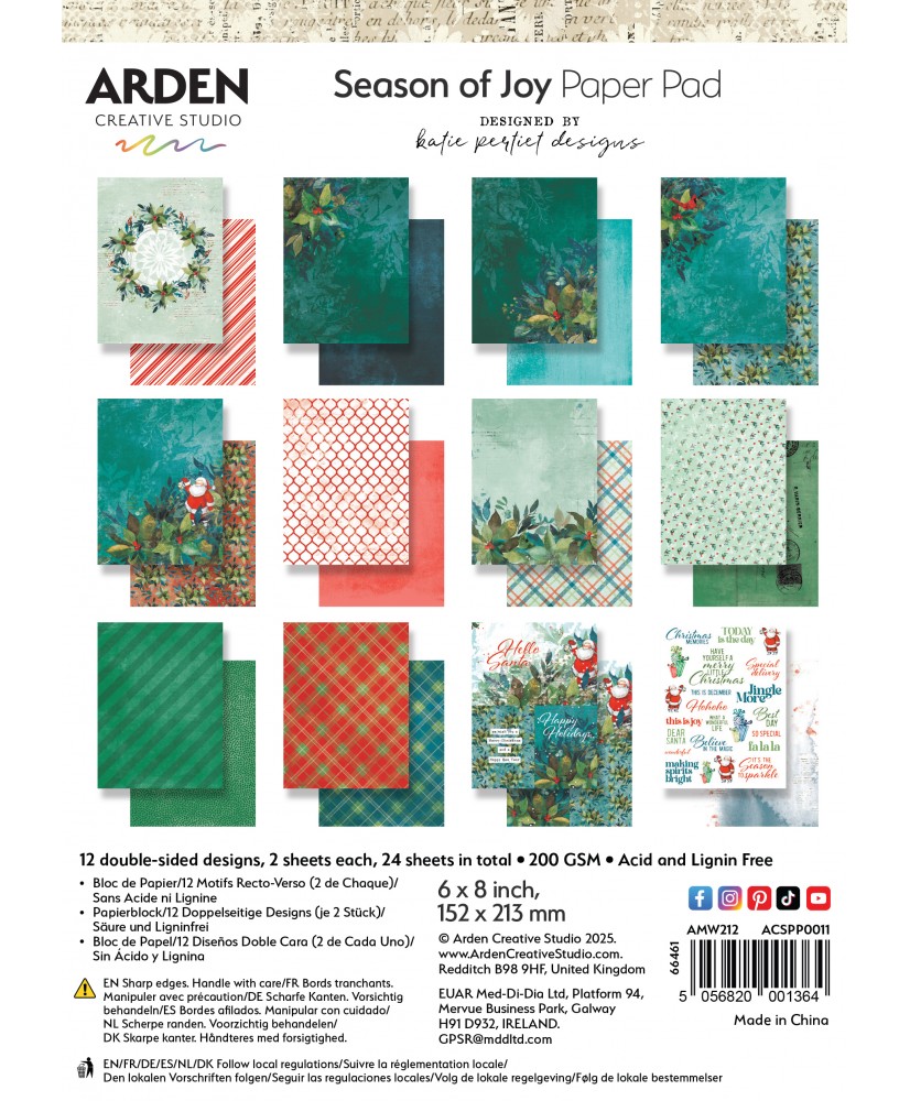 ACS Season of Joy 6inx8in Paper Pad 24Sh - Katie Pertiet