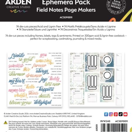 Arden Creative Studio Field Notes Page Makers Ephemera Pack
