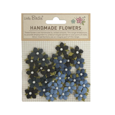 Handmade Flowers Elira - Vintage Blue 30pc