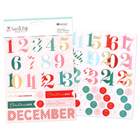 North Pole Post Chipboard Advent Numbers 2 Sheets