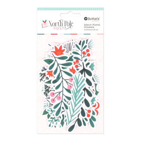 North Pole Post Clear Diecut Floral Stickers 24 Pieces