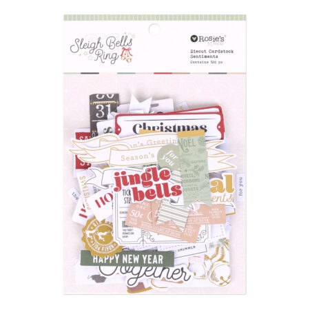 Sleigh Bells Ring Cardstock Diecut Ephemera Sentiments 128 Pieces