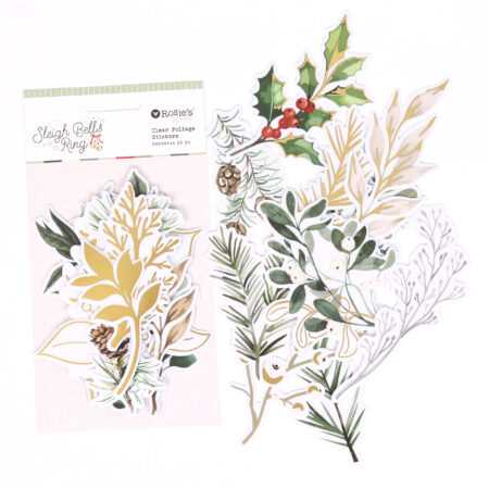 Sleigh Bells Ring Clear Foliage Stickers 24 Pieces