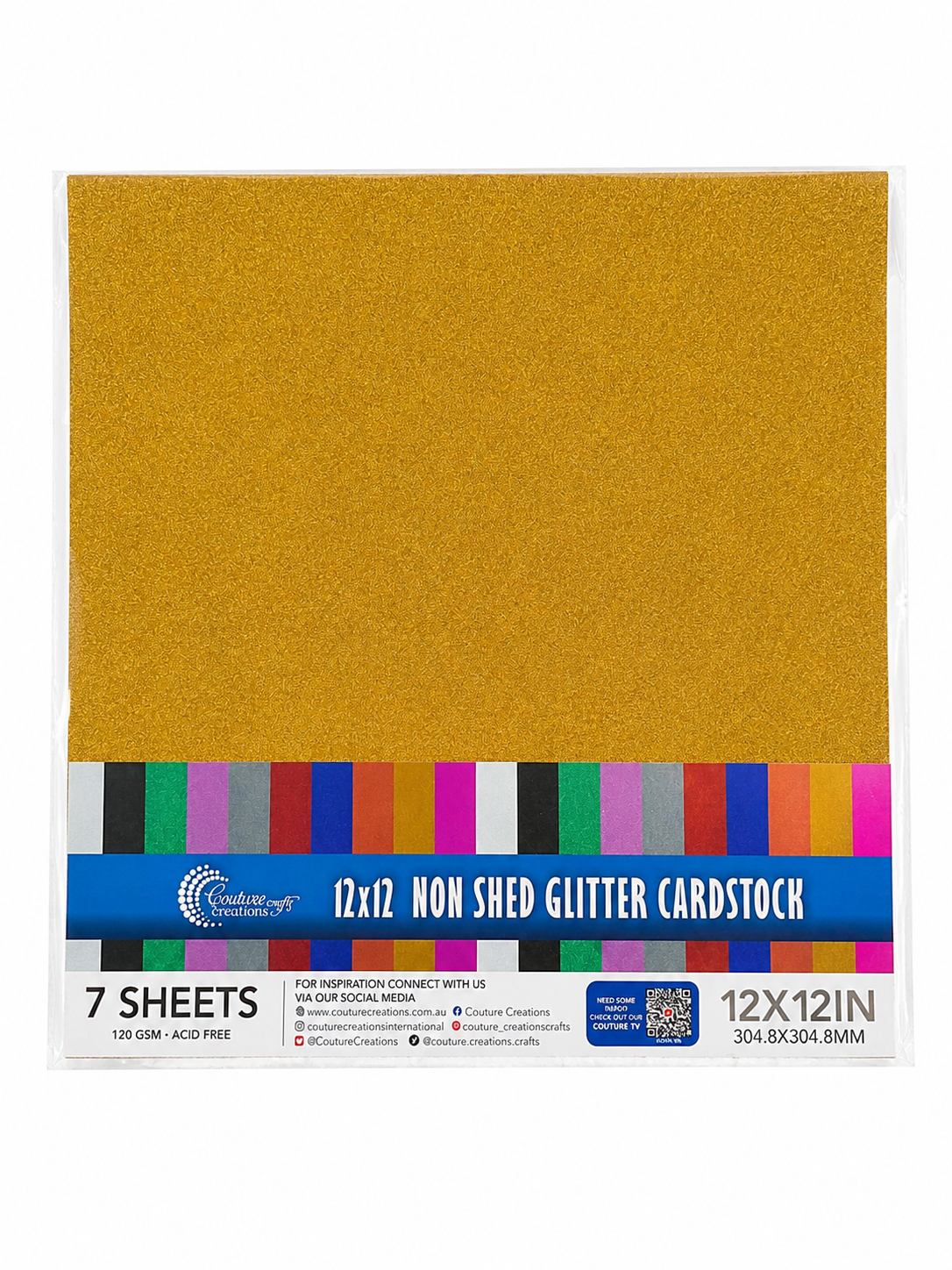 Yellow Gold Laminated Glitter paper - 12x12 (120gsm) - 7 Sheets
